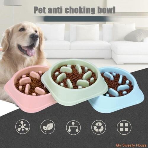 Pet Dog Bowl Slow Feeder Plastic Anti Choking Puppy Cat Eating Dish Bowl Anti-Gulping Food Plate Prevent Obesity Feeder Bowl