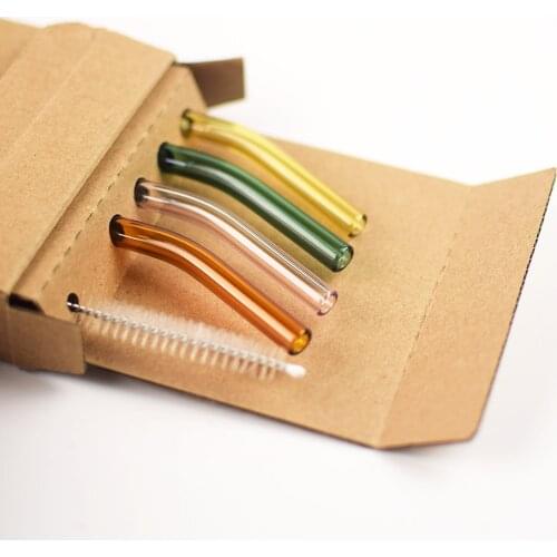 Reusable Glass Straws Smoothie Drinking Straw for Milkshakes Frozen Drinks Environmentally Friendly Drinkware Straws Set