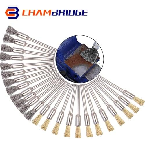 1/8" Shank Stainless Steel Wire Wheel Brushes And Brass Brushes Kit for Mini Drill Rotary Tools Polishing Brush Grinding Tool