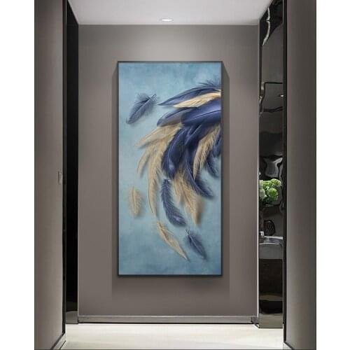 MUTU Nordic Feather Painting Abstract Wall Art Feathers Poster Hallway Wall Decoration Home Decor Canvas Print Modern Minimalist