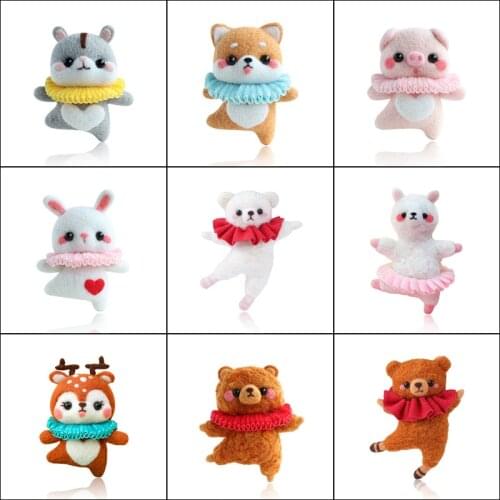 Non-Finished Creative Animal Panda Rabit Bear Toy Doll Wool Felt Poked Kitting Easy DIY Handcarft Wool Felting Material