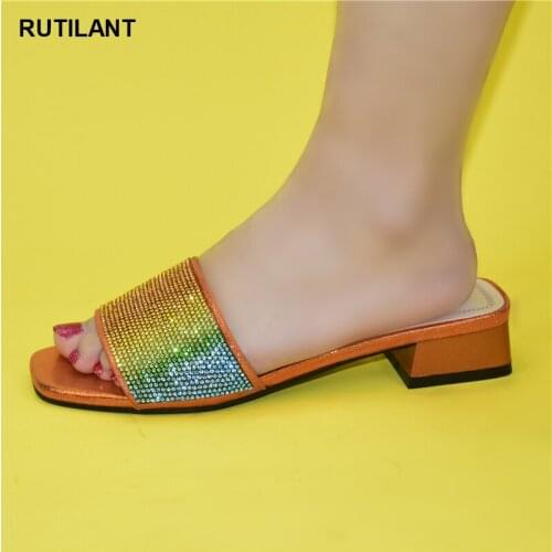 Latest Italian Womens Low Heel Shoes Decorated with Rhinestones African Party Shoes In Multiple Mix Colors Luxery Shoes Women