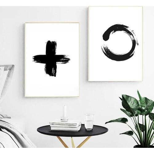 Calligraphy Poster + C Symbol Canvas Painting Black White Art Print Modern Minimalist Wall Picture For Living Room Home Décor