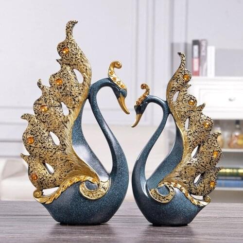 Crafts European-style Couple Swan Home Decorations Wedding Gifts Business Wine Cabinet Display Birthday Gifts Home Decor