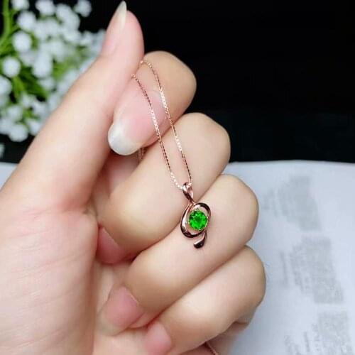 Music note clear green diopside pendant for necklace for women jewelry real 925 silver gold plated natural gem girl gift