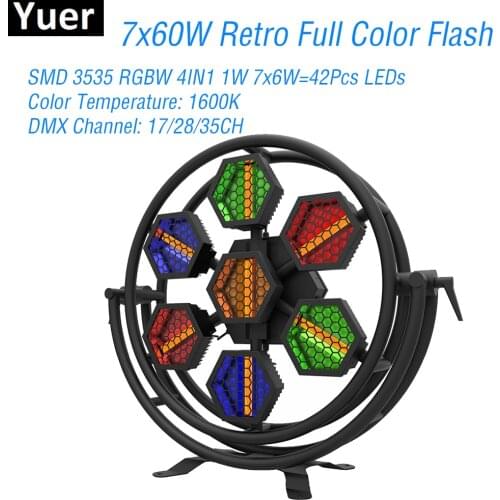 7X60W LED Full Color RGBW 4IN1 Retro Flash Light DMX512 Sound LED Bar Party Lights DJ Disco Club Big Stage Strobe Flash Light