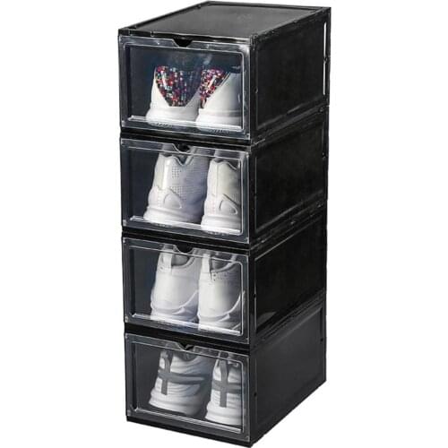 Hot Clamshell Stackable Dustproof Shoes Storage Container Display shoes Box Organizer zapatero organizador de zapatos