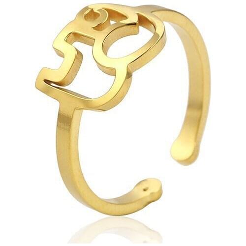 RIR Dainty Simple Animal Ring Cute Small Lucky Hollow Elephant Ring Bohemian Stainless Steel Ring For Mothers Gift