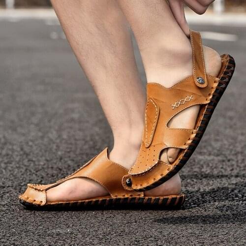 Mens Sandles Men Sandals Gladiator Mens Leather Genuine Plage Sandales Summer Shoes Sandal Slip On Roman Italian Outdoor