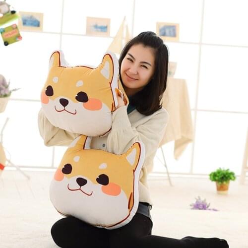Cute yellow Dog Shiba Inu cloth doll winter hand warm soft pillow Cushion birthday gift kids baby girl
