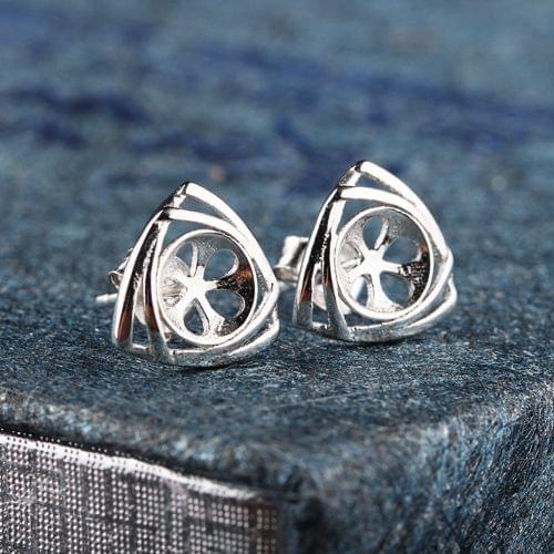 Sterling Silver 925 Pearl Round Bead 8mm Semi Mount Elegant Women Stud Earrings Fine Jewelry Setting