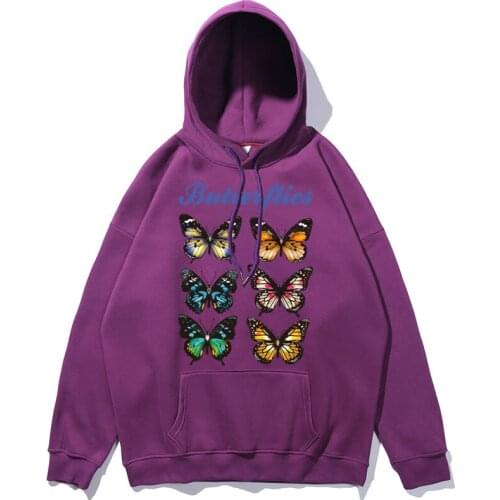 Butterfly Harajuku Hip Hop Anime Hoodies Sweatshirt Streetwear Cotton Coat Student Youth Couples Men Hoodie Sweatshirt Fashion