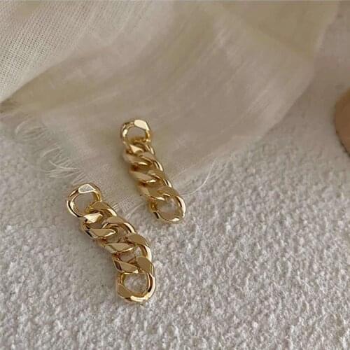 Korean New Metal Chain Dangle Tassel Earrings Fashion For Women Elegant Geometric Long Line Pendientes Girls Jewelry 2020