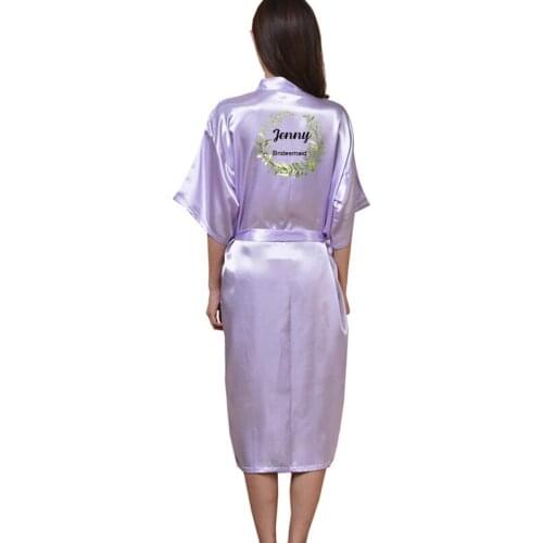 Hen Party Bachelor Party Women Satin Silk Robe Mid-Calf Robes Bride Robes Bridesmaid Robes Gifts Wedding Gifts