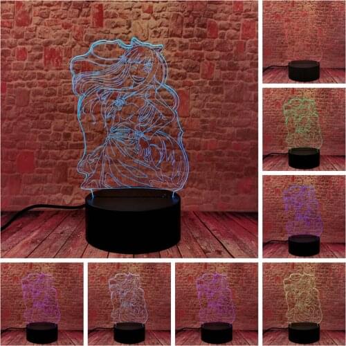 Funny 3D Illusion LED Desk Nightlight Colorful Change Lamp Wagaya Anime Figure Flash Model Toys Girls