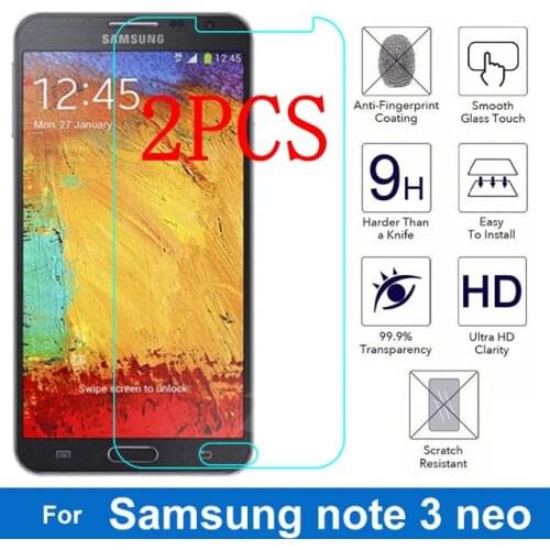 2PCS Tempered Glass For Samsung Galaxy Note 3 Neo Screen Protector protective film For SM-N7505 N7506V glass