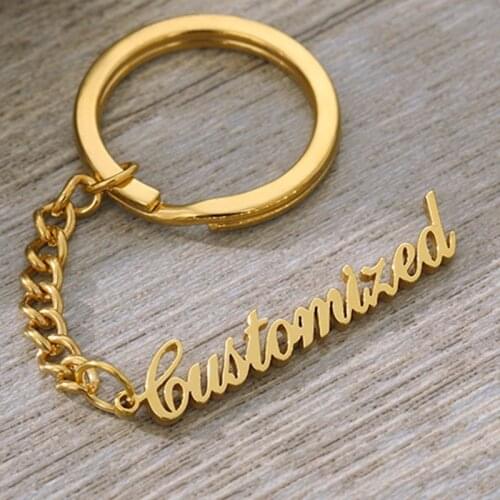 Custom Name Keychains Old English Font Name Key Chain For Women Men Jewelry Bag Charm Customized Anti-lost Keyring Key Chain