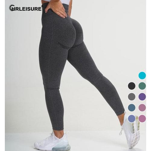 CHRLEISURE Seamless Leggings High Waist Push Up Fitness Pants Women Solid Breathable Skinny Workout Casual Gym Leggings