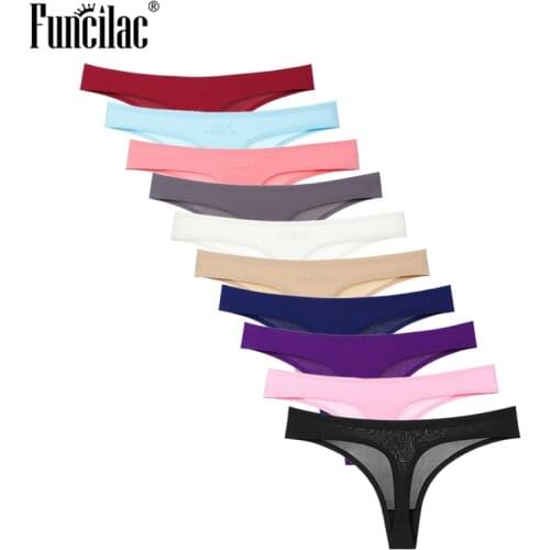 Cotton Women Thongs Sexy Ice Silk G-String Panties Seamless Underwear Ladies Bikini Briefs Girls Lingerie 1 Piece