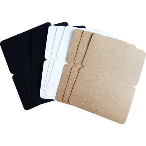 100Pcs Wholesale Folding Postcard Black white Kraft Paper Gift Invitation Birthday Card Retro Double-sided Postcard Message Card