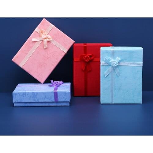 12pcs Paper Jewelry Set Box Jewelry Packaging with White Sponge Cardboard Gift Boxes for Ring Necklace Earring Display Rectangle