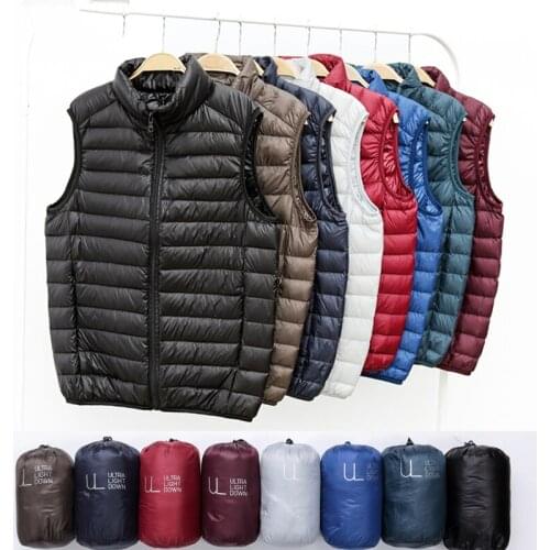 2019 Fashion Boutique Winter Ultralight White Duck Down Vest Autumn New Men Sleeveless Jacket Casual Men Slim Warm Vest Coat