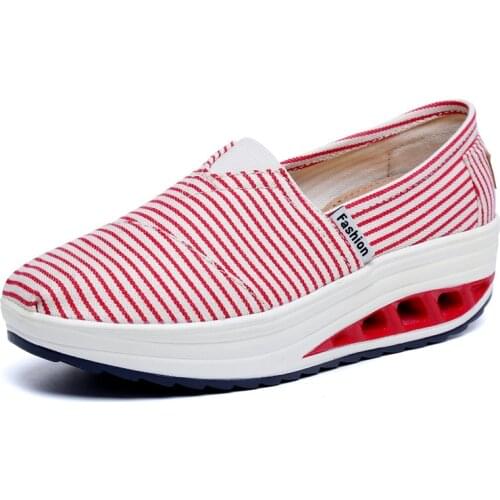 2021 Spring Autumn Women Shoes Wedge Canvas Shoes Woman Print Comfortable Loafers Slip On Female Shoe Platform Sneakers Women