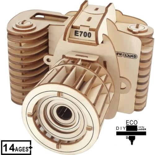 3d Wooden Puzzle Diy Three-dimensional Wooden Imposition Toy Camera Kit Assembly Model Furniture Decoration Crafts