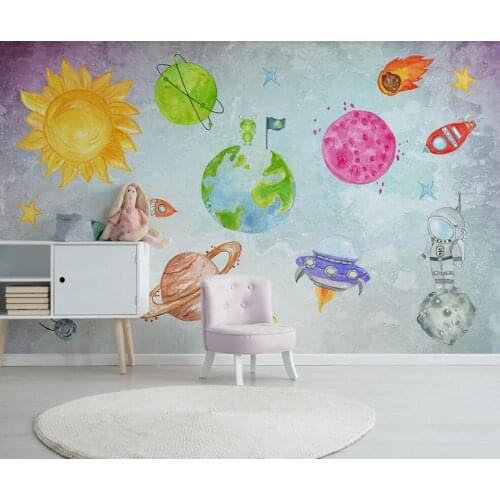 XUE SU Large custom mural wallpaper hand-painted space universe childrens room background wall wall covering