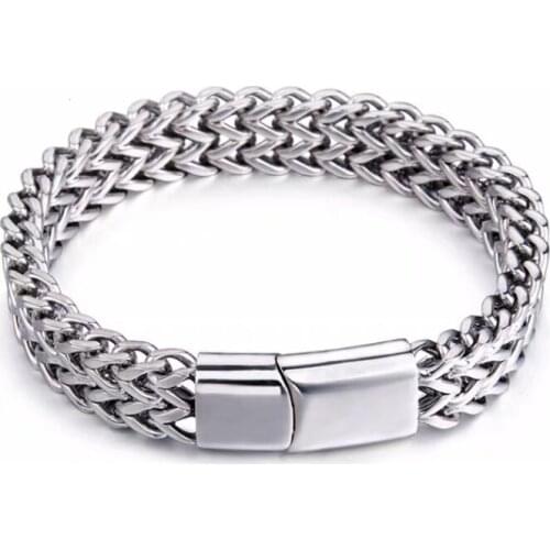 MIQIAO Stainless Steel Titanium Simple Hip Hop Armband Bangles Wrist Chain Bracelet for Men Couple Friends Gift Jewelry Kpop Bt