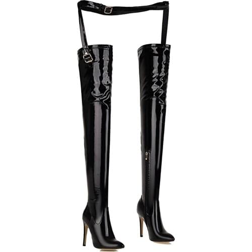 2021 New Leather Womens Over The Knee High Boots Pointed Toe Zipper Shoes High Heel Women Riding Boots Women Boots