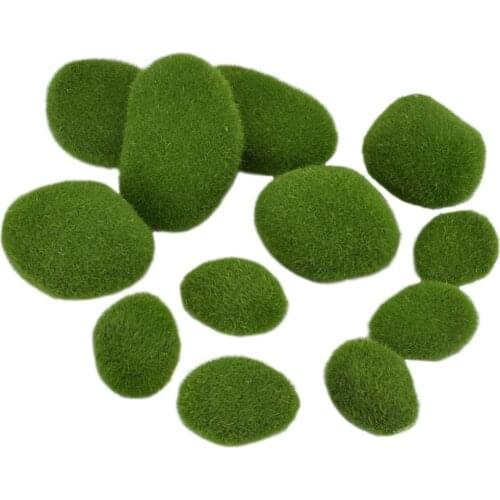 12 Pcs artificial moss ball fake stone simulation plants DIY decoration for shop window hotel home office Flower Pot Garden