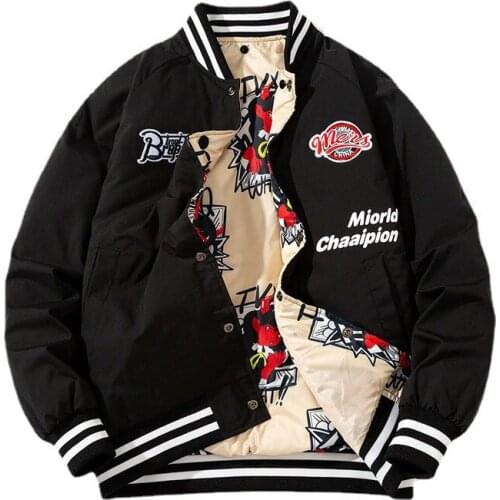 KIOVNO Unisex Hip Hop Varsity Baseball Jacket Both Side Wear Letterman Outwear Tops For Couples Bomber Jackets Streetwear Coats