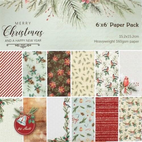 KSCRAFT 12pc Christmas happy Scrapbooking Pads Paper Origami Art Background Paper Card Making DIY Scrapbook Paper Craft