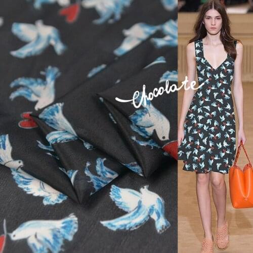 Peace Flying Pigeon Cotton Crepe De Chine Silk Fabric Sand Elegant Feeling