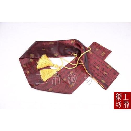 51" Japanese Samurai Sword Katana Soft Case Sword Bag Yellow Long Tassel Chinese Character Calligraphy Red