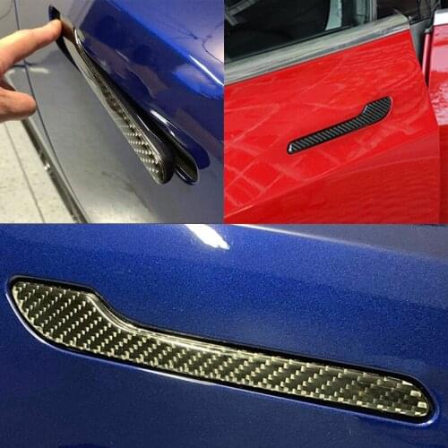 4PCS For Tesla Model 3 Door Handle Protector Sticker Door Handle Cover Real Dry Carbon Fiber