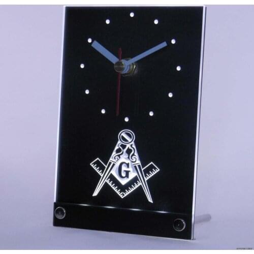 Tnc0087 Masonic Mason Freemason Emblem Table Desk 3D LED Clock