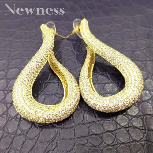 Newness Luxury Water Drop Fashion Earring Full Micro Paved Cubic Zircon Women Engagement Wedding Fashion Earring Jewelry
