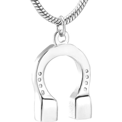 IJD12836 Horse Shoe Shape Polishing Stainless Steel Cremation Urn Pendant Memorial Necklace Keepsake Jewelry Urn for Ashes