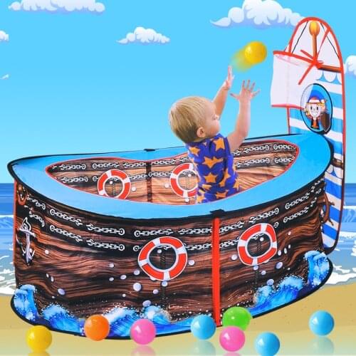 Baby Pirate Ship Tent Kids Ball Pits Portable Pool Foldable Play House Infant Pool Balls With Basket Outdoor Toy For Children