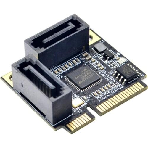 Mini PCI-E PCI Express to SATA 3.0 Dual Ports Adapter Converter Hard Drive Extension Card SATA Multiplier Add On Cards Expansion