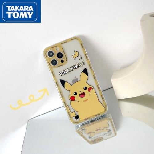 TAKARA TOMY Pokemon Pikachu Transparent Silicone Phone Case Cover for IPhone 6S/7/8P/X/XR/XS/XSMAX/11/12Pro Phone Case Cover
