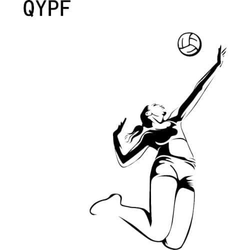 QYPF 11*17.3CM Sport Leisure Game Volleyball Player Girl Beach Car Stickers Vinyl Silhouette C16-1348
