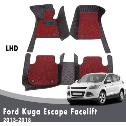 Luxury Double Layer Wire Loop Car Floor Mats For Ford Kuga Escape Facelift 2018 2017 2016 2015 2014 2013 Interior Leather Rugs