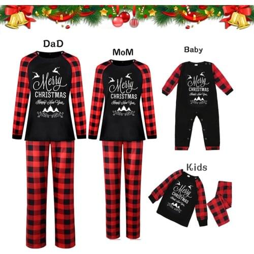Christmas Family Matching Clothes Pajamas Set Printing Clothes Mother Daughter Father Son Baby Romper Family Christmas Clothes