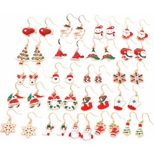 Christmas Accessories Earrings funny Snowman old man wreath unicorn elk spring tree flower cute earrings minimalist gift