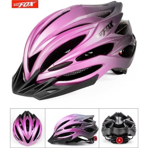 BATFOX Purple Bike Hemet Mountain Road Best Woman Cycling Safety Bicycle Helmet With Rear Light And Visor