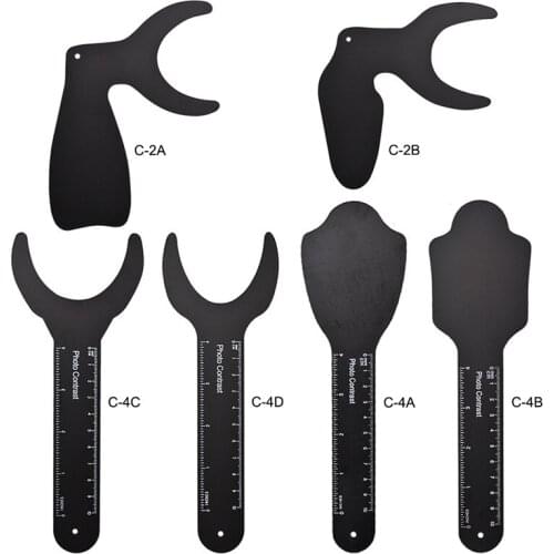 6pcs Dental Orthodontic Black Background Photo Image Contrast Board Oral Cheek Plate with Scale Mark Autoclavable Dentist Tools