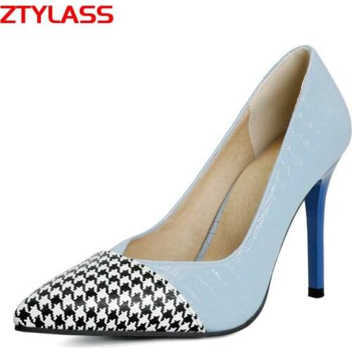 Fashion Mixed Colors Slip On Lazy Shoes Pointed Toe Women Pumps Ladies Thin High Heel Party Summer Shoes Black Blue Yellow